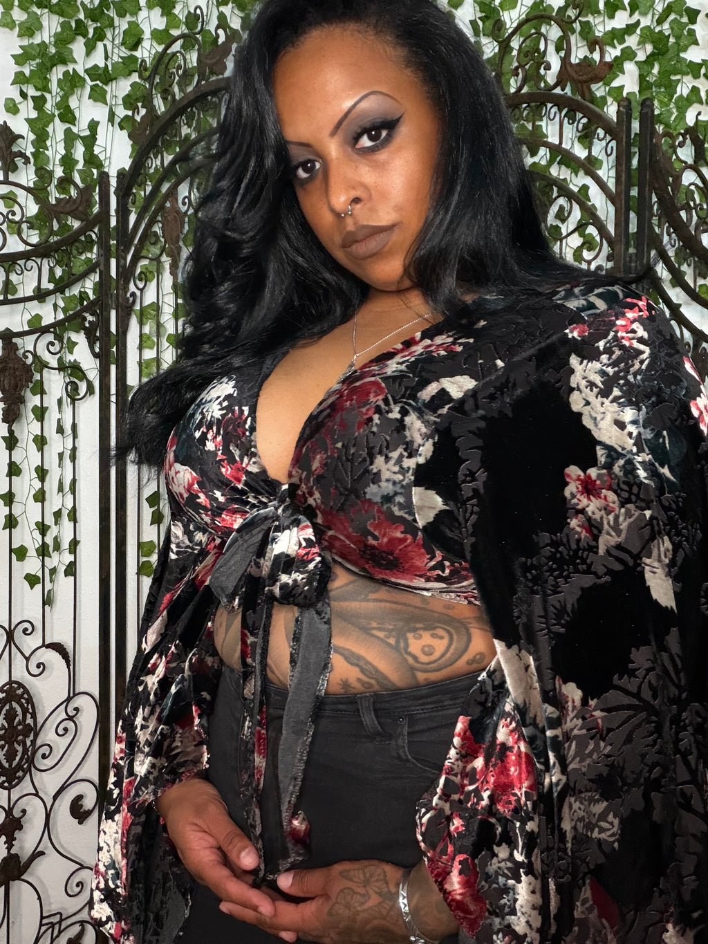 Golddust Woman Kimono Sleeve Crop Top