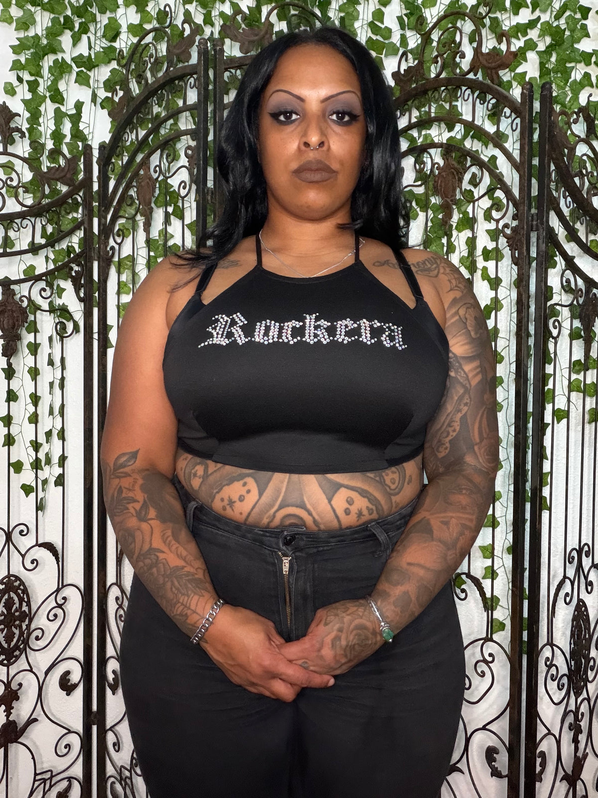 ROCKERA BACKLESS CROPPED HALTER TOP