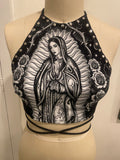 LA VIRGEN BACKLESS CROPPED HALTER TOP