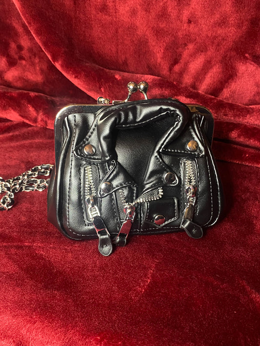 ROCK OUT MINI FAUX LEATHER JACKET PURSE