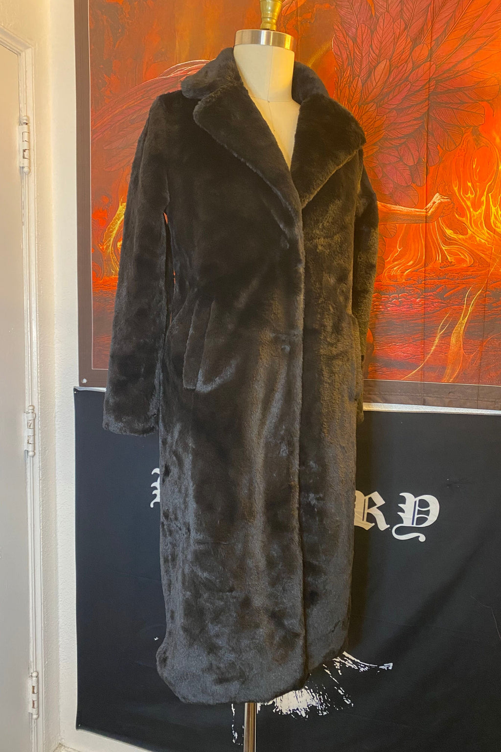 BOMBER FAUX FUR LONG COAT