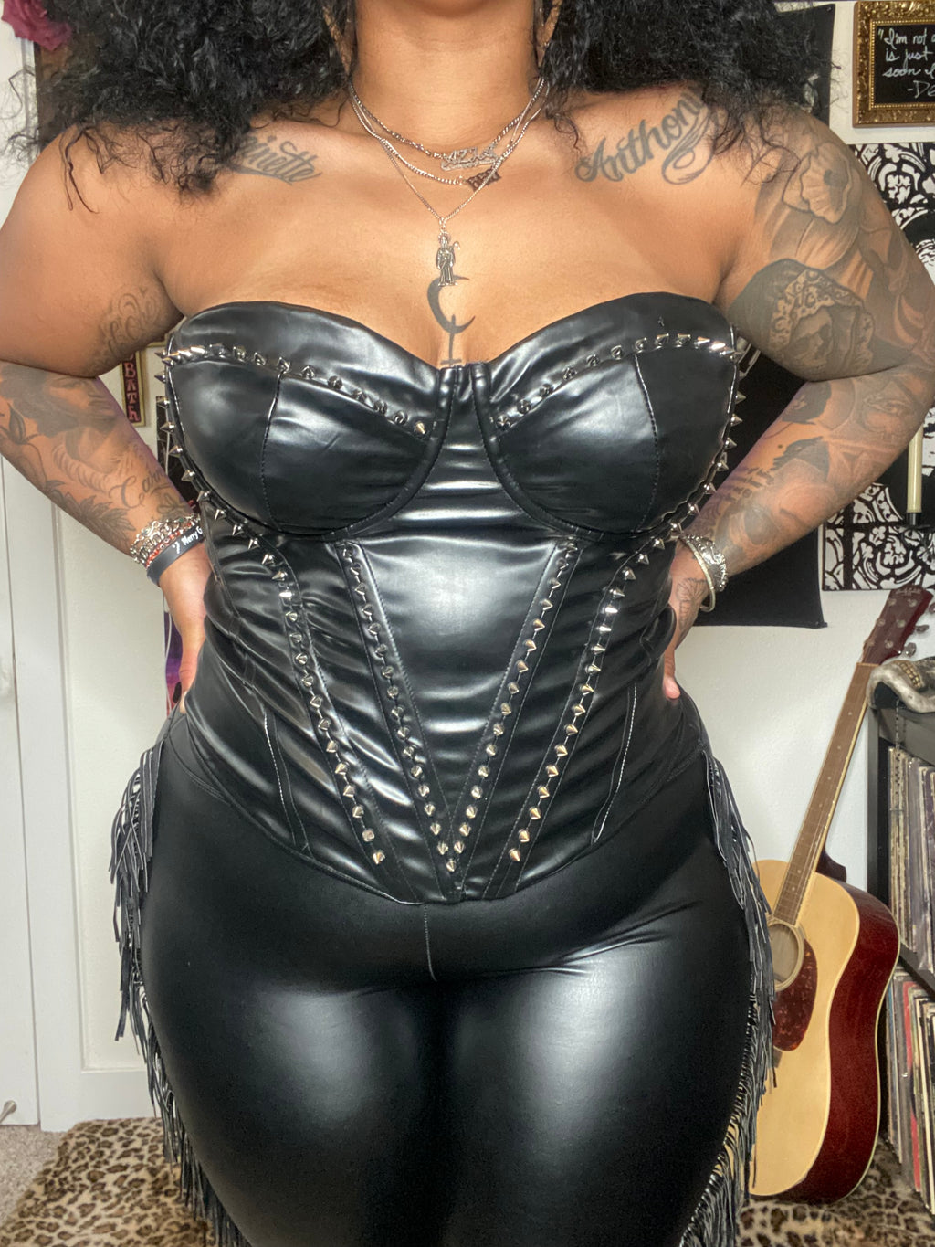 HELLRAISER FAUX LEATHER CORSET - PLUS ONLY!!