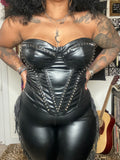 HELLRAISER FAUX LEATHER CORSET - PLUS ONLY!!