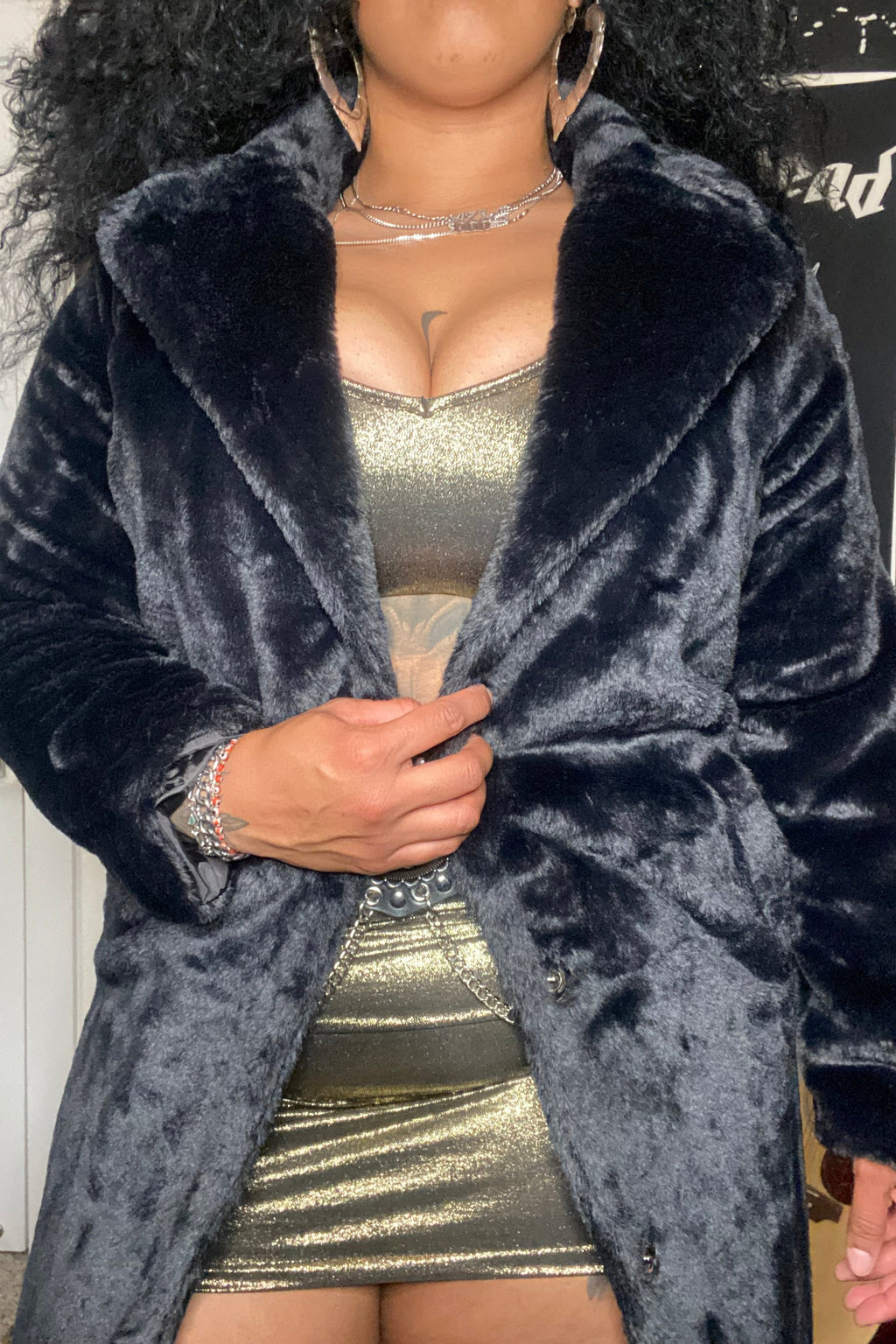 BOMBER FAUX FUR LONG COAT