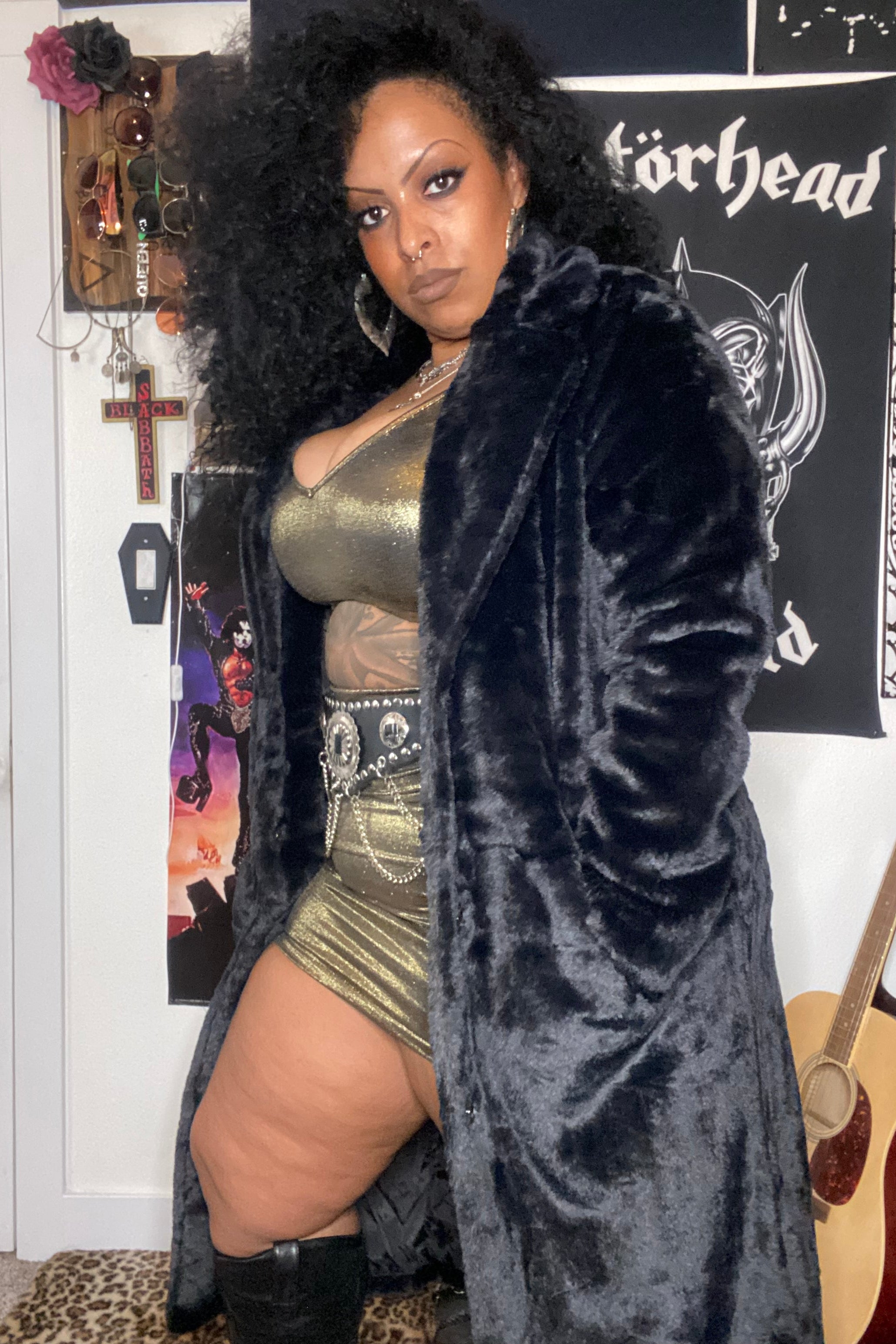 BOMBER FAUX FUR LONG COAT