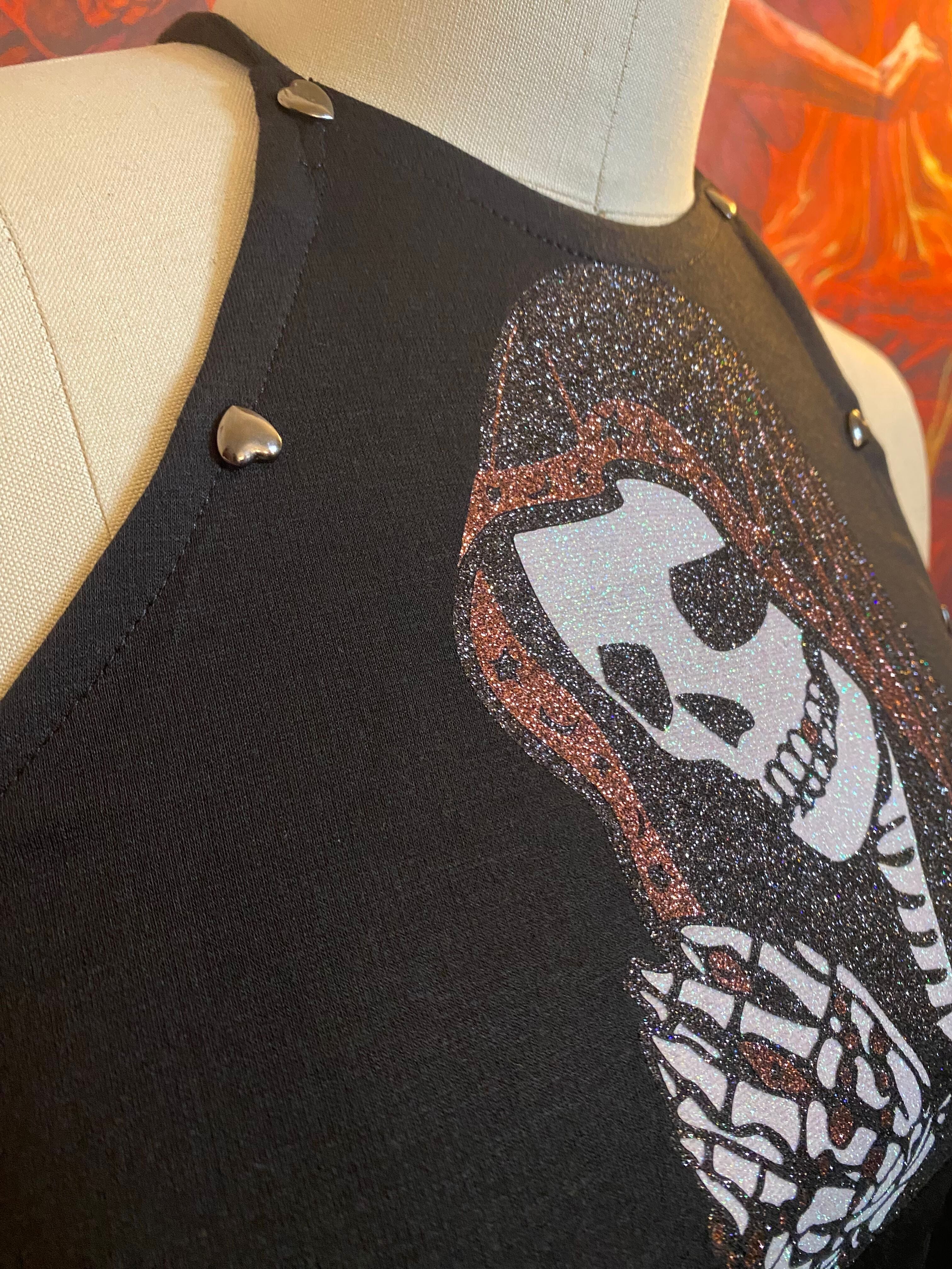 LA SANTA MUERTE BACKLESS CROPPED HALTER TOP