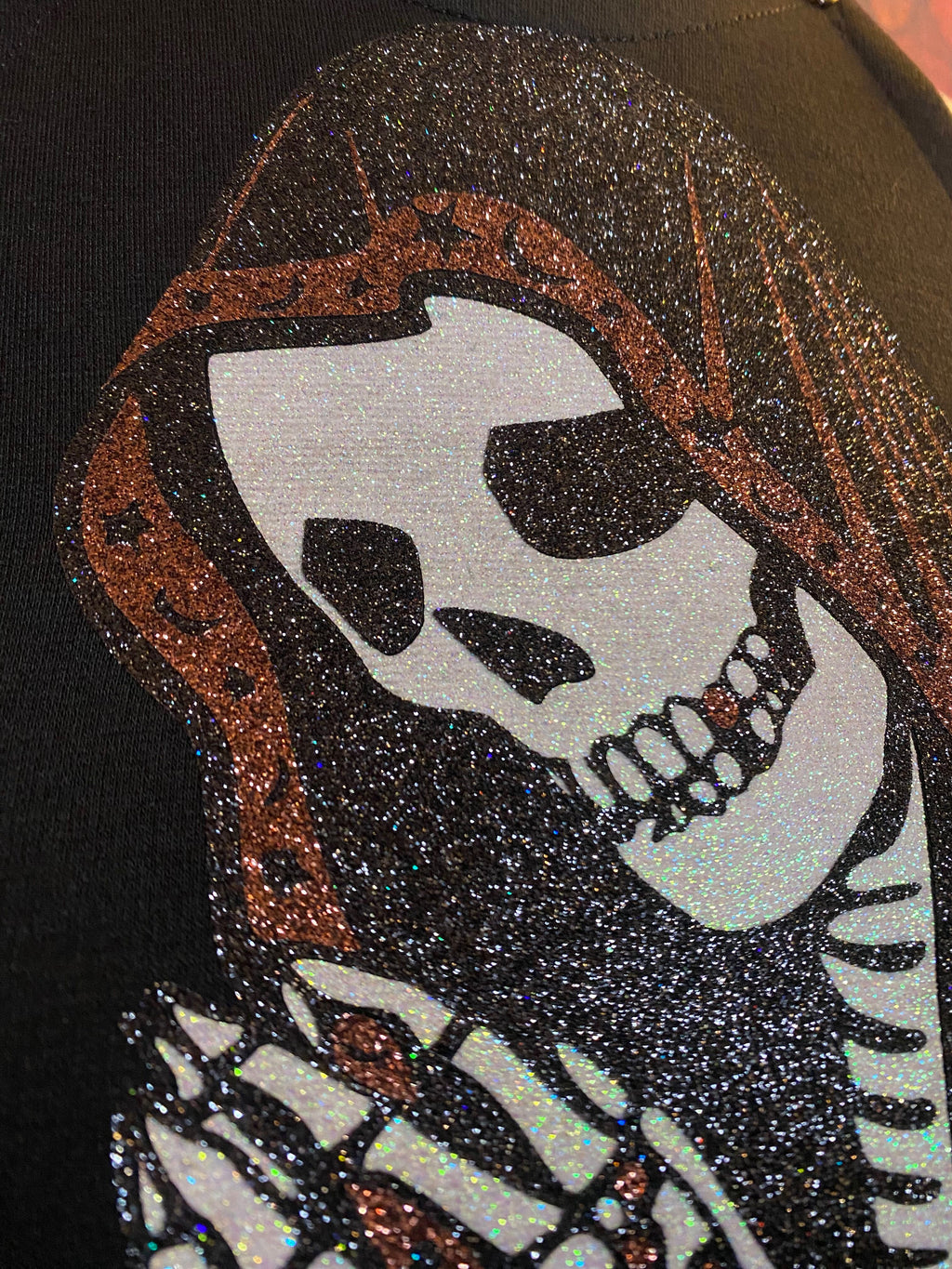 LA SANTA MUERTE BACKLESS CROPPED HALTER TOP